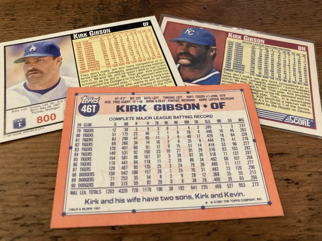 Kirk Gibson Trading Cards