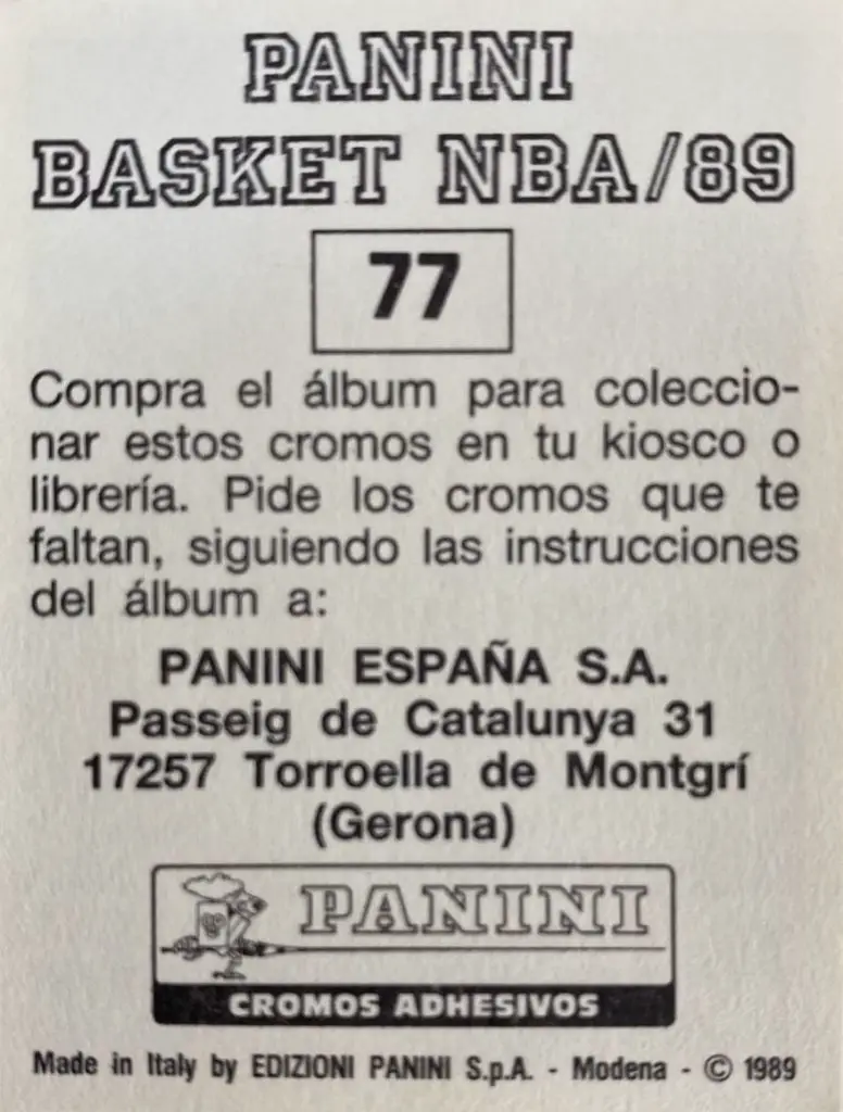 1988-1989 Panini Sticker (Spanish) rear view #77