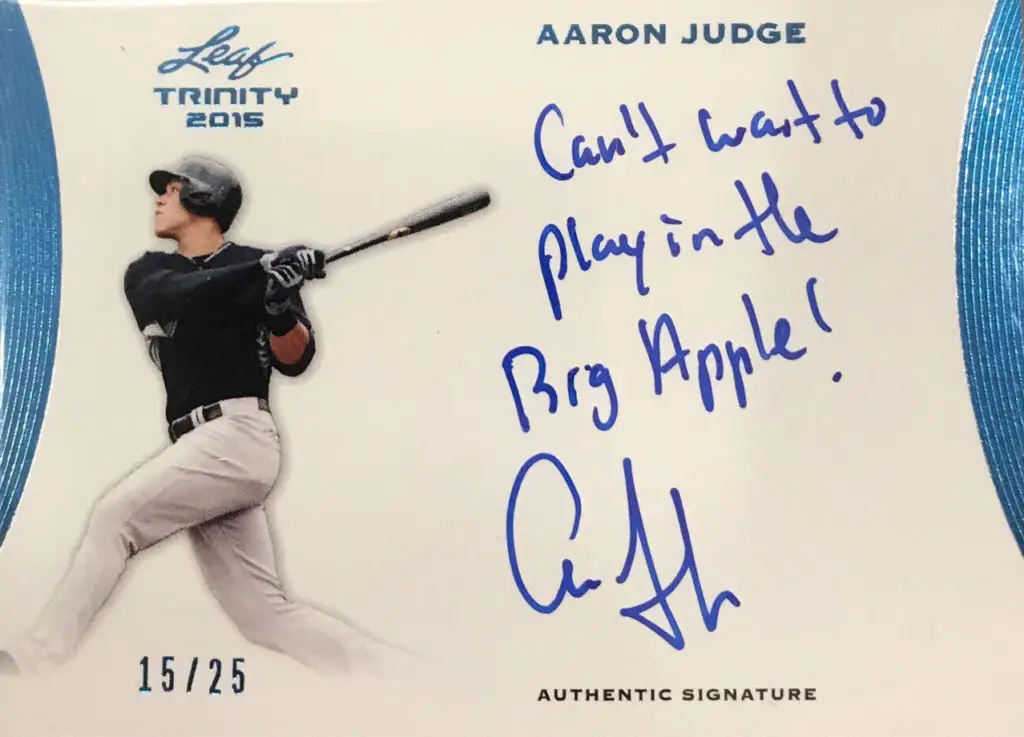 2015 Leaf Trinity Autograph Aaron Judge, Card #A-AJ1