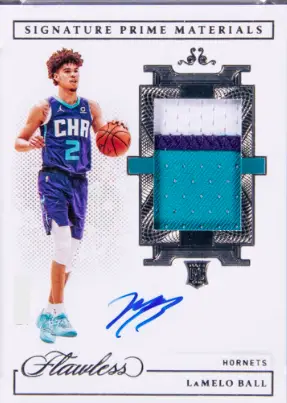 2020-2021 panini flawless rpa (rookie patch autograph), card #hpa-lam lamelo ball