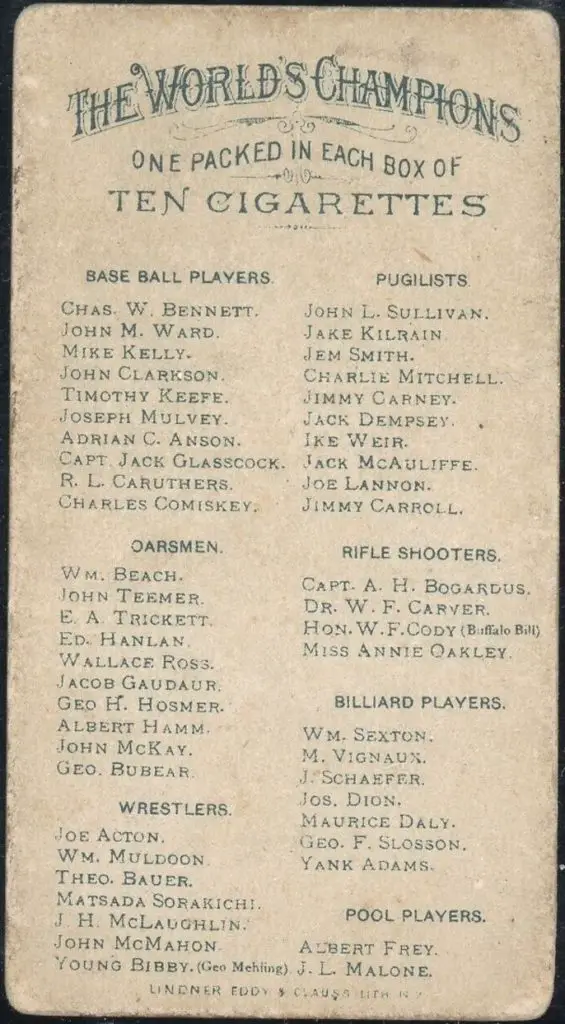 Rear Allen & Ginter 50 card set names