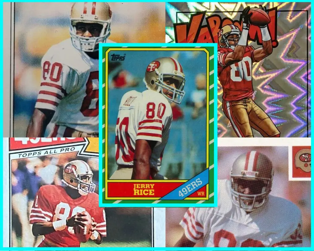 Jerry Rice sports card collage