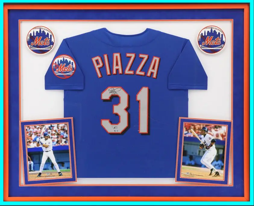 Mets framed signed Mike Piazza Jersey