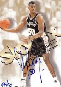 1998-1999 SkyBox Premium Autographics Blue Ink, David Robinson Basketball card No Number
