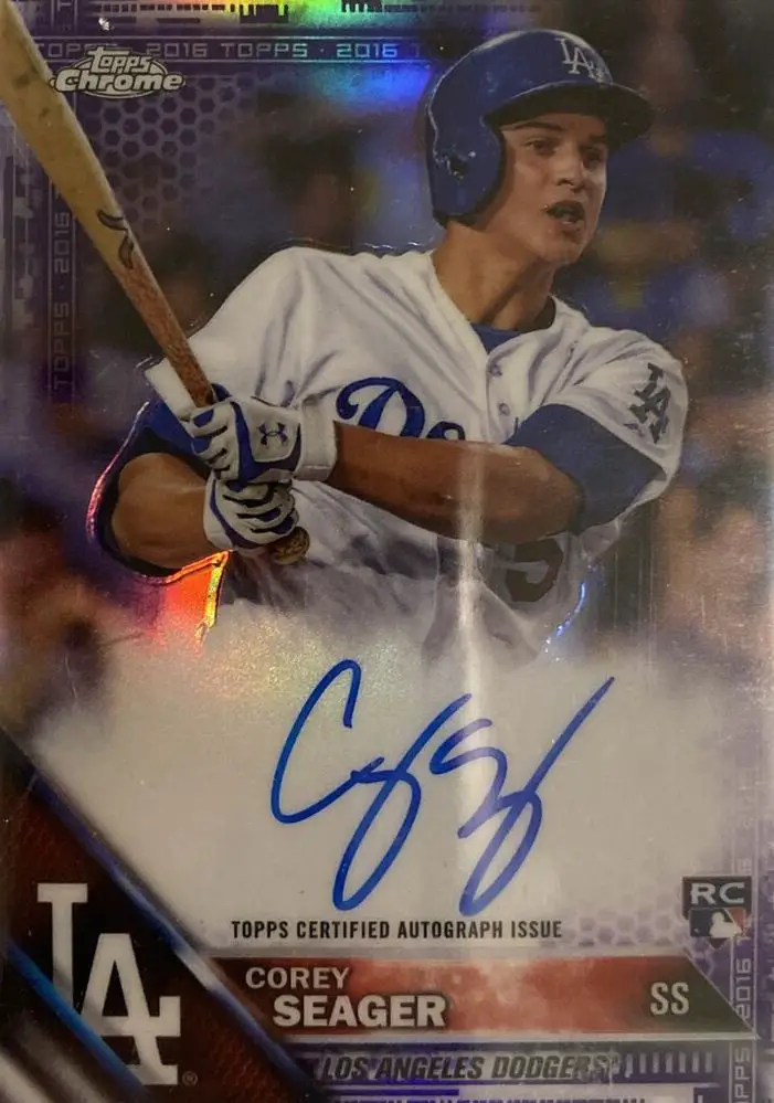 2016 Topps Chrome Rookie Autographs Purple Refractor Corey Seager Card #RA-CS