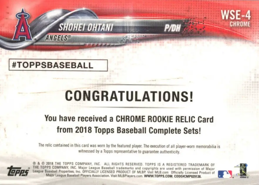 2018 Topps Chrome Rookie Relic Card #WSE-4 Back of Card