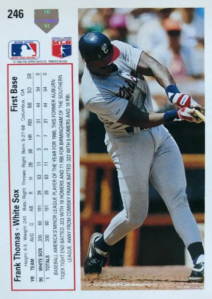 1991 Upper Deck Rookie baseball Card #246 back of card