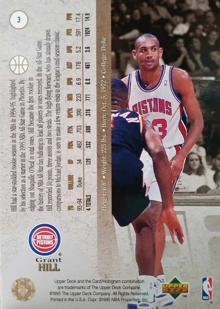 1994-1995 Upper Deck SP Premier Prospects RC #3 back of card