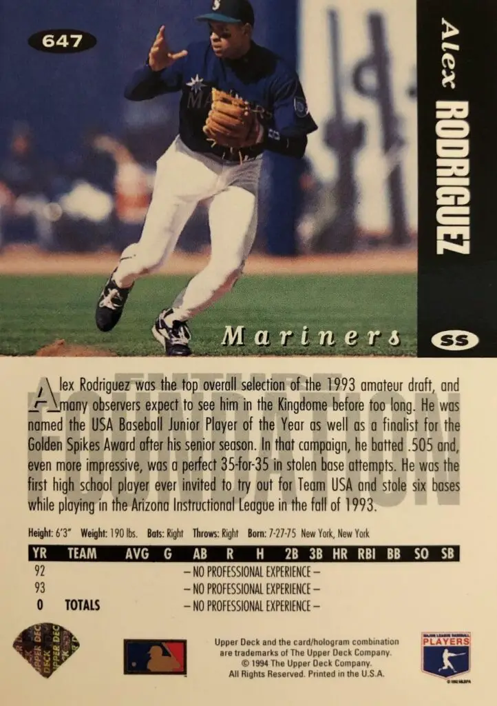1995 Upper Deck Collector's Choice #647 back of card