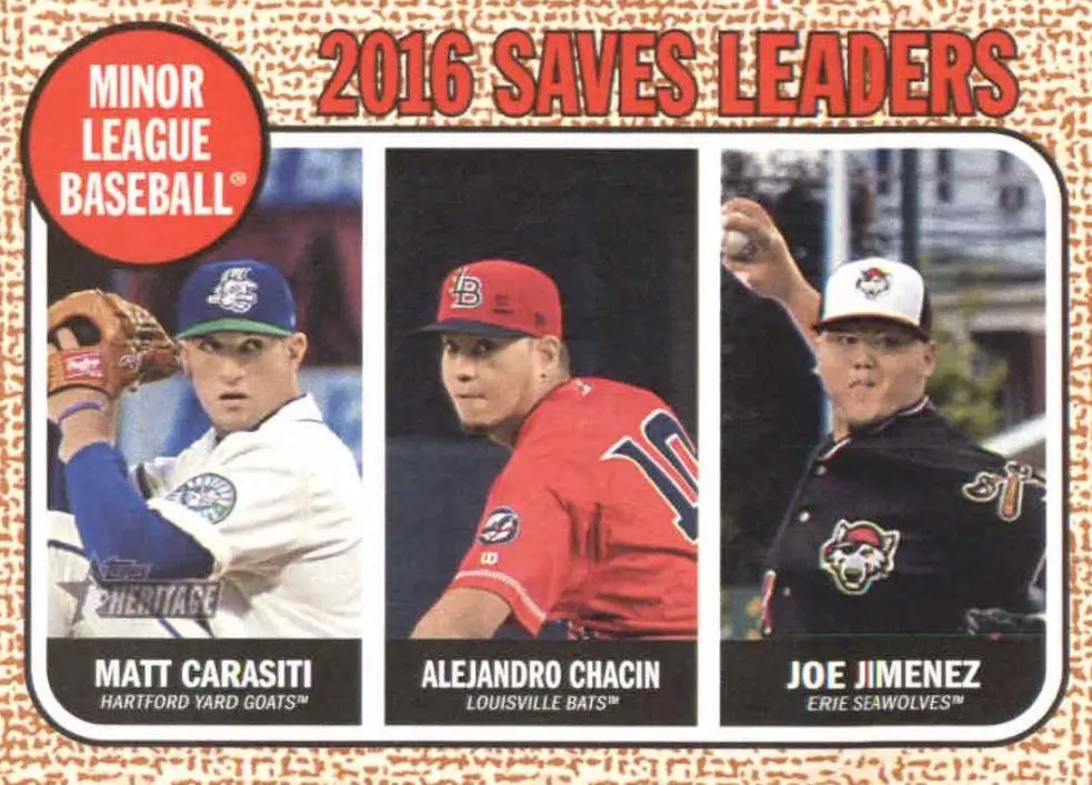 2017 Topps Heritage Minor League Baseball 2016 Saves Leaders Card #196 alejandro chacin