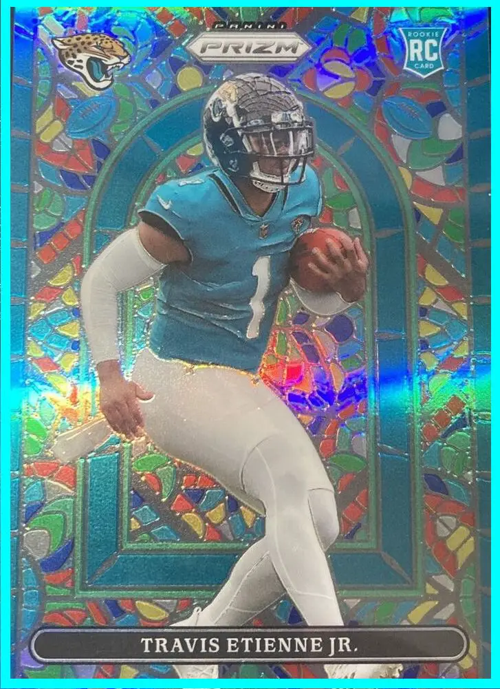 2021 Panini Prizm Travis Etienne Jr. Stained-Glass Rookie Card #SG-9