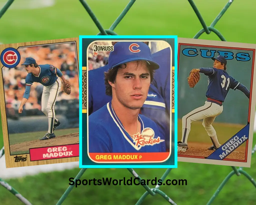 Greg Maddux Baseball Cards collage