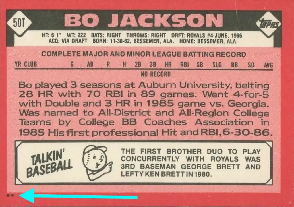 1986 Topps Traded (Baseball) Card #50T back of card